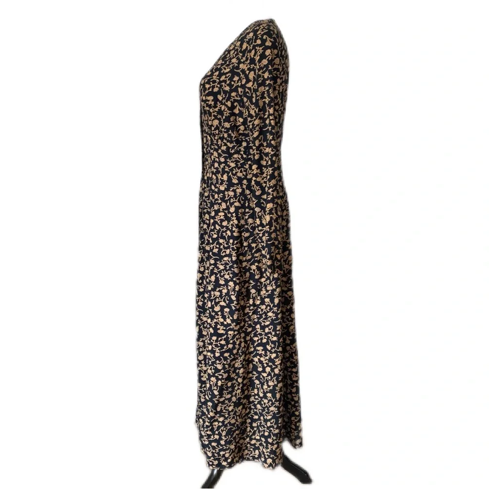 Hugo Buscati SZ 14 Vintage Brown/Black Floral MIDI Dress - Picture 5 of 14